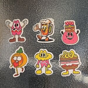 Cartoon Food Stickers - Bag #48 - Set of 6 - NWOT